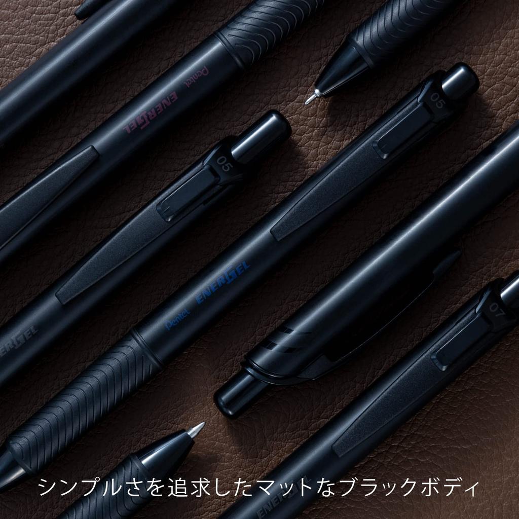 PENTEL Шариковая ручка Гелевые чернила Energel Нажимной тип Лимитированные черные цвета Черный корпус Набор из 6 цветов 0.5 мм BLN75A-6