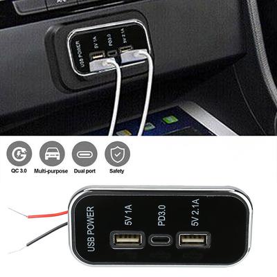 12/24В Зарядное устройство для мотоцикла USB+Type-C Быстрая зарядка Автомобиль Автодом Лодка Встроенная розетка быстрой зарядки