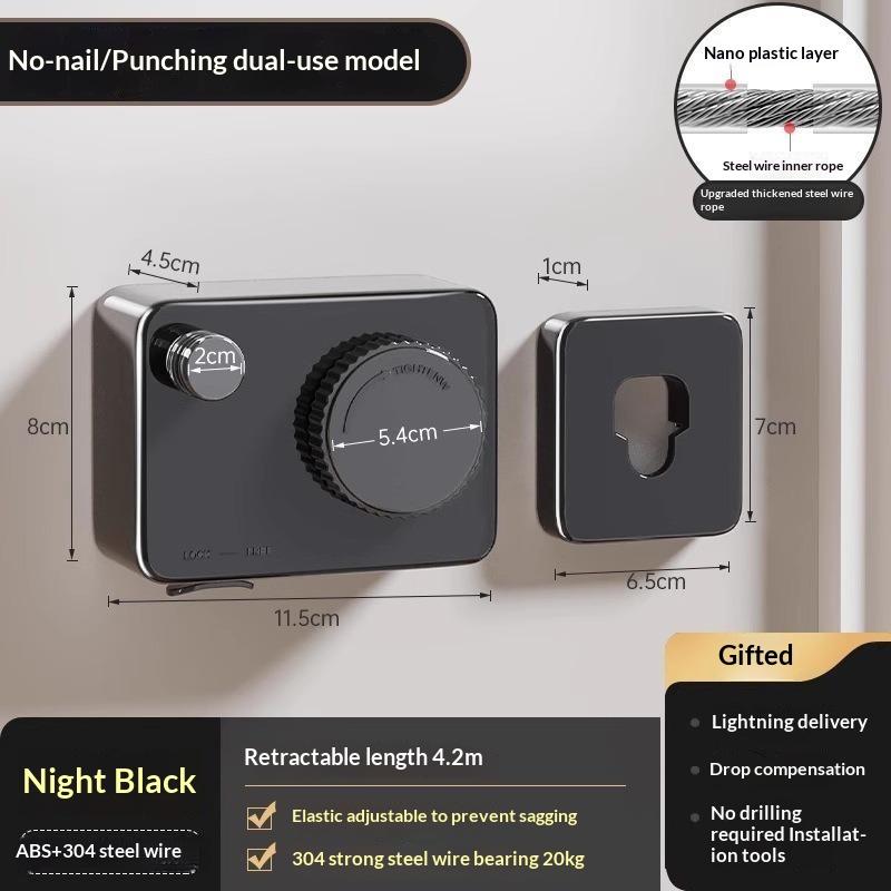 Retractable Clothesline Renter Friendly Foldable Wall Laundry Hanger Drying Rack for Small Space Apartment