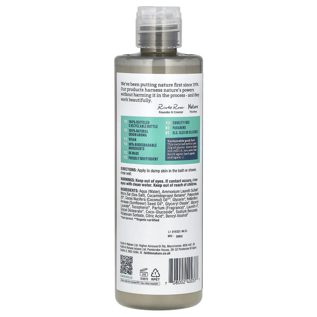 FAITH IN NATURE Body Wash, Coconut, 13.5 Fl Oz (400 Ml)