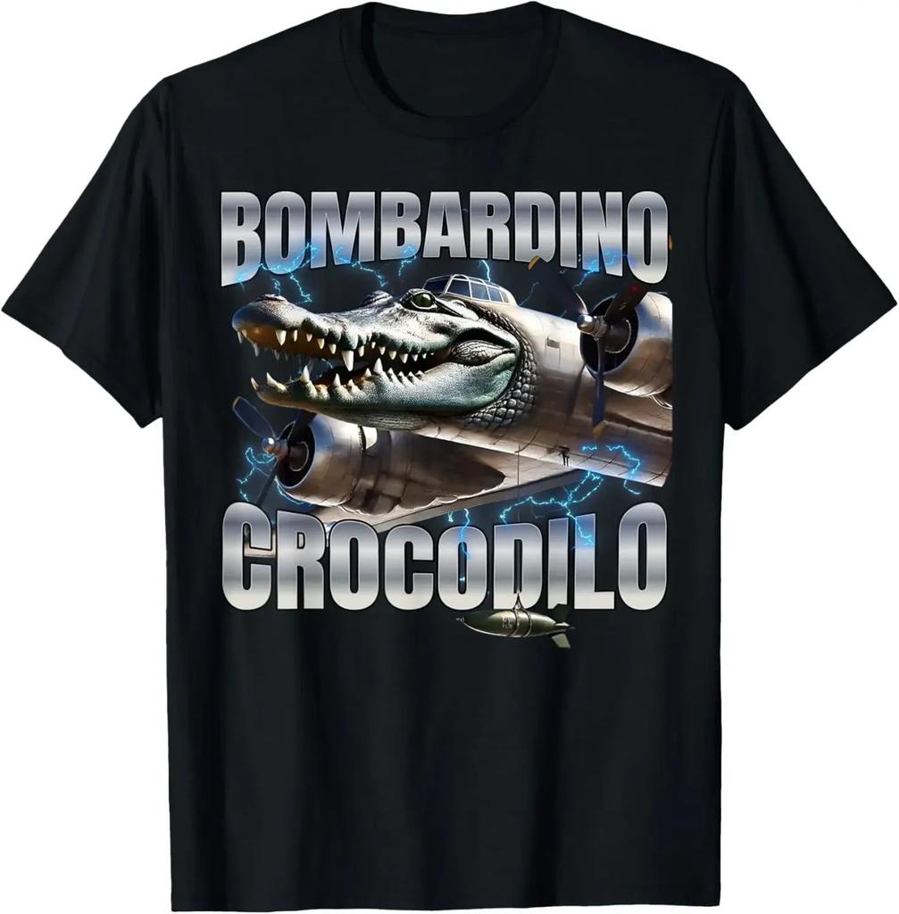 Bombardino Crocodilo Meme T-Shirt Men Women Short Sleeve Cotton Tees Funny Graphic T-shirt Y2k Outfit Summer Tops Men's Clothing
