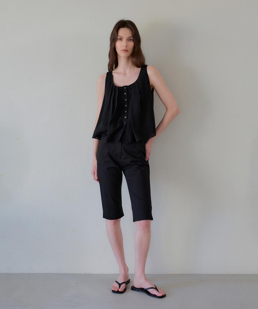 THEELO Slim Fit Cotton Bermuda Shorts (Black)