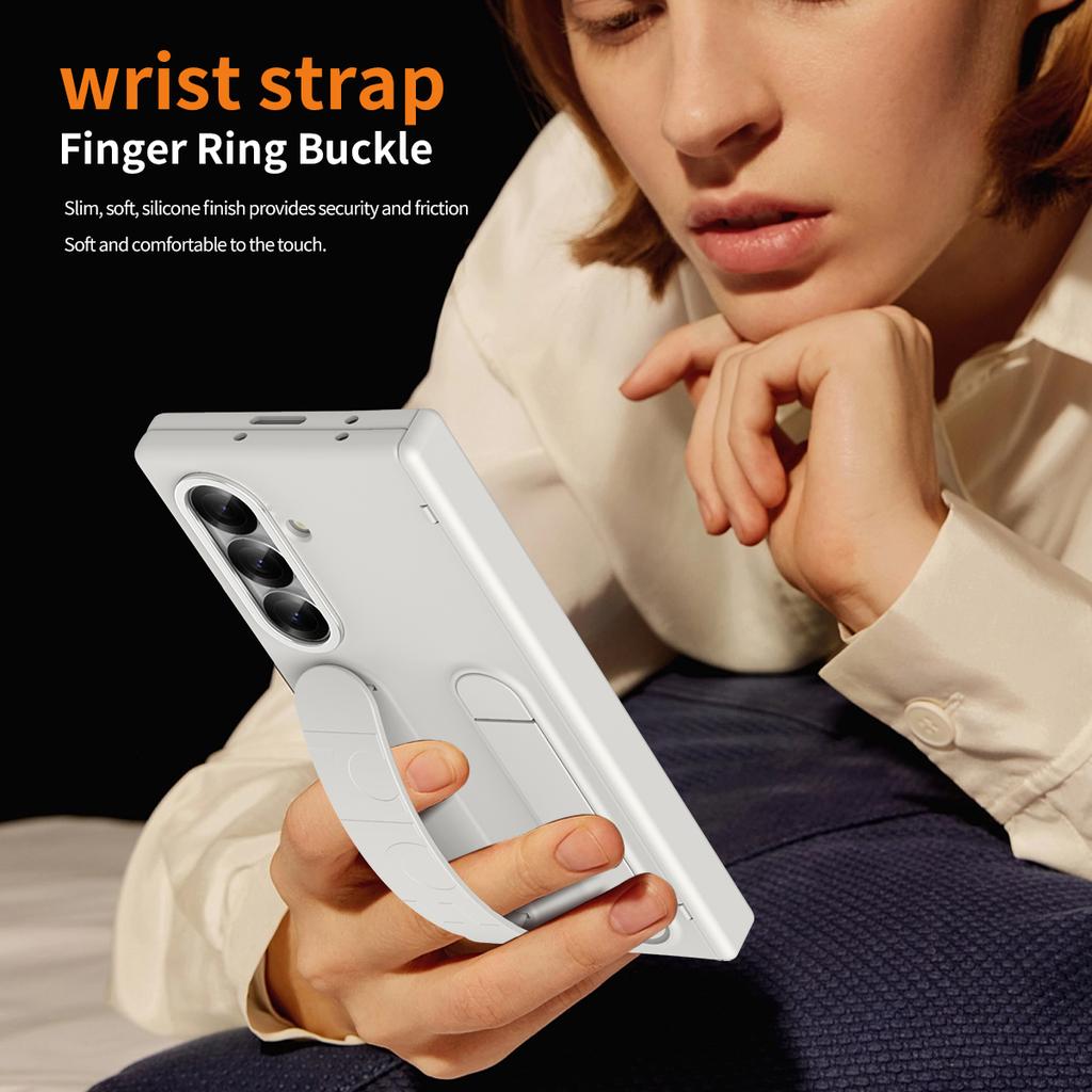 WristStrap Hinge Case for Samsung Z Fold 7 Fold6 Fold5 Fold4 Fold3 Matte Shockproof Invisible Holder With Film Protection Cover