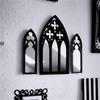 Vintage Styles Gothic Wood Framed Arched Cathedral Window Wall Mirror 3Pieces Set Wall Decors for Classical Interior