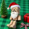 Christmas Shaking Wooden Man Figurine with Santa Hat And Beard Handmade Shaking Feet Wooden Doll with Magnetic Expressions for Car Dashboard