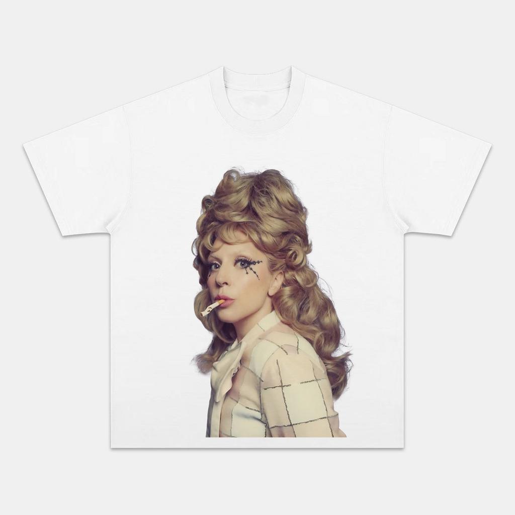 New LADY GAGA Printed Short Sleeve Cotton Crew Neck Loose Casual T-Shirt Fashion Sports Streetwear Top Unisex