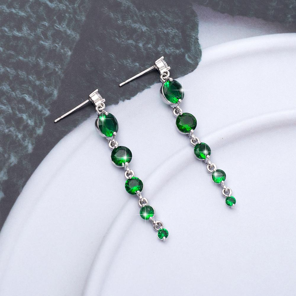 Women's Full Zircon Tassel Earrings Dangle Green Vintage Style Luxury Wedding Jewelry Christmas Valentine's Day Gift Accessories