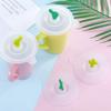 4Pcs Cartoon Cactus Silicone Cup Lids Leak-Proof Dustproof Round Airtight Suction Sealed Covers Grass Green Fluorescent Green