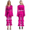 Women Flared Jumpsuit Bar Nightclub Disco Costume Sparkle Retro Cosplay Prom Party Costume 70s 80s Disco Outfit One Piece