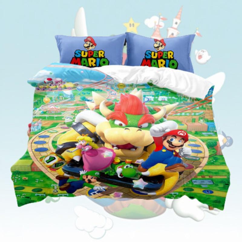 Cute Cartoon Mario Children's Three-piece/four-piece Bedding Set