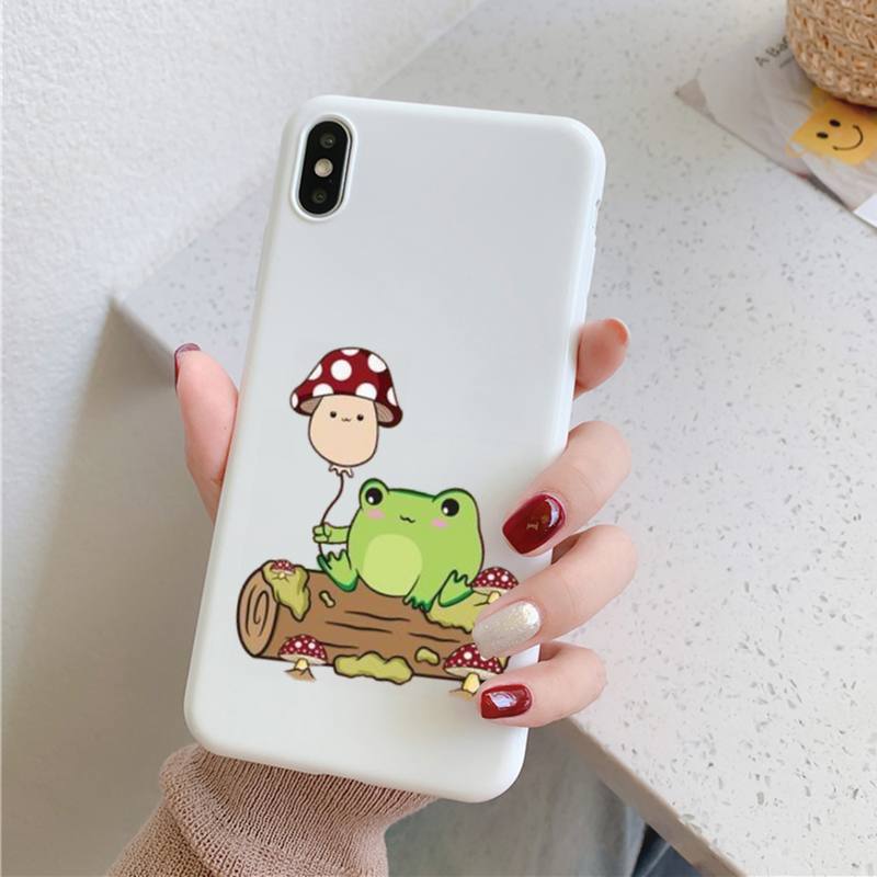 Милый Мультяшный Чехол-Лягушонок для iPhone 11 12 13 Mini Pro Xs Max 8 7 6 6S Plus X XR Однотонный Конфетный Цвет
