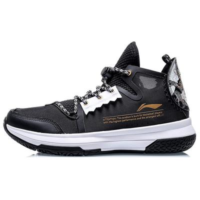 Li Ning Wowls Амортизация Упругая Амортизация Упругость Средняя Высота Баскетбольные Кроссовки Мужские Черные ABBQ007-2