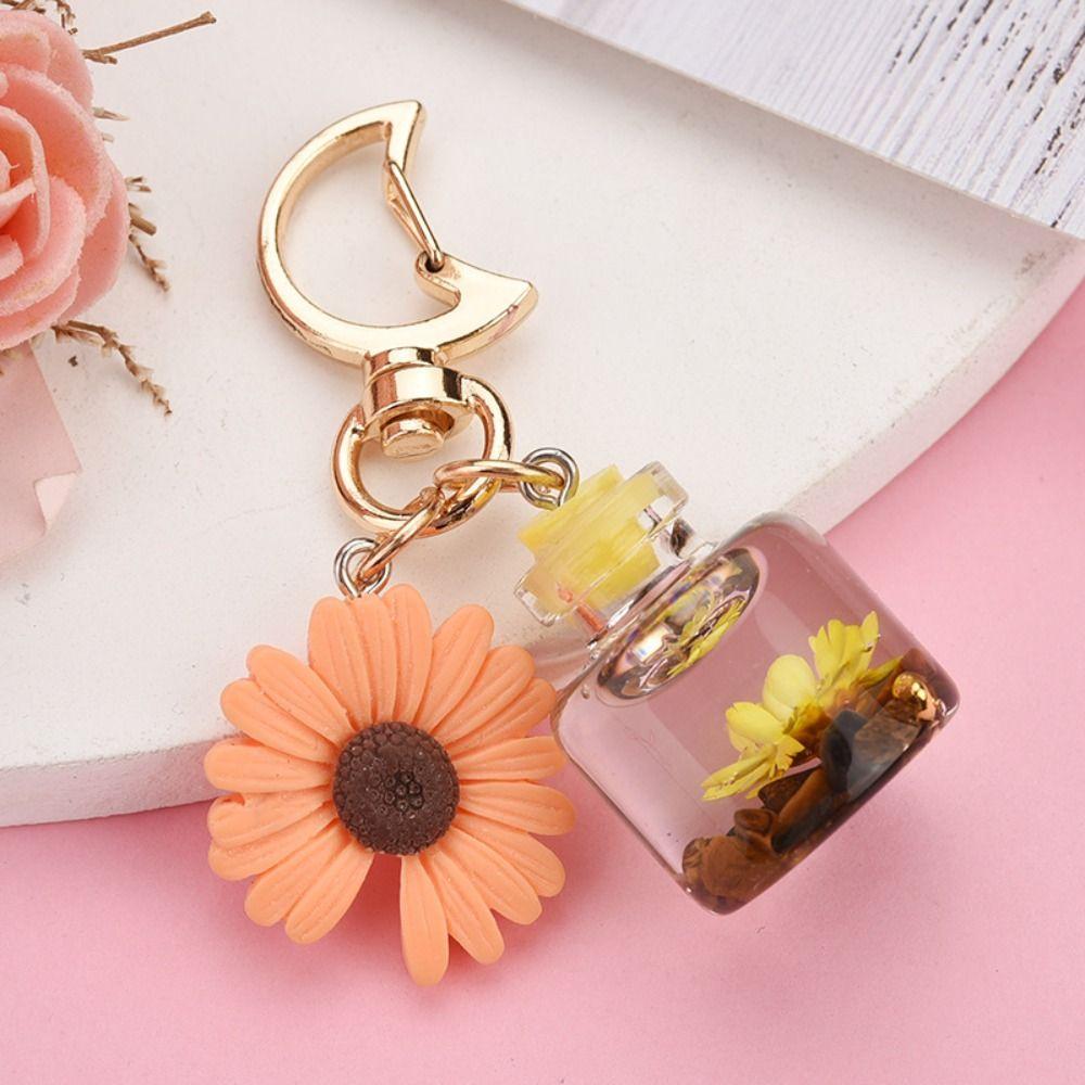 Wish Bottle Moon Buckle Chrysanthemum Keychain Zinc Zinc Alloy  Bag  Accessories   Hanging Pendant