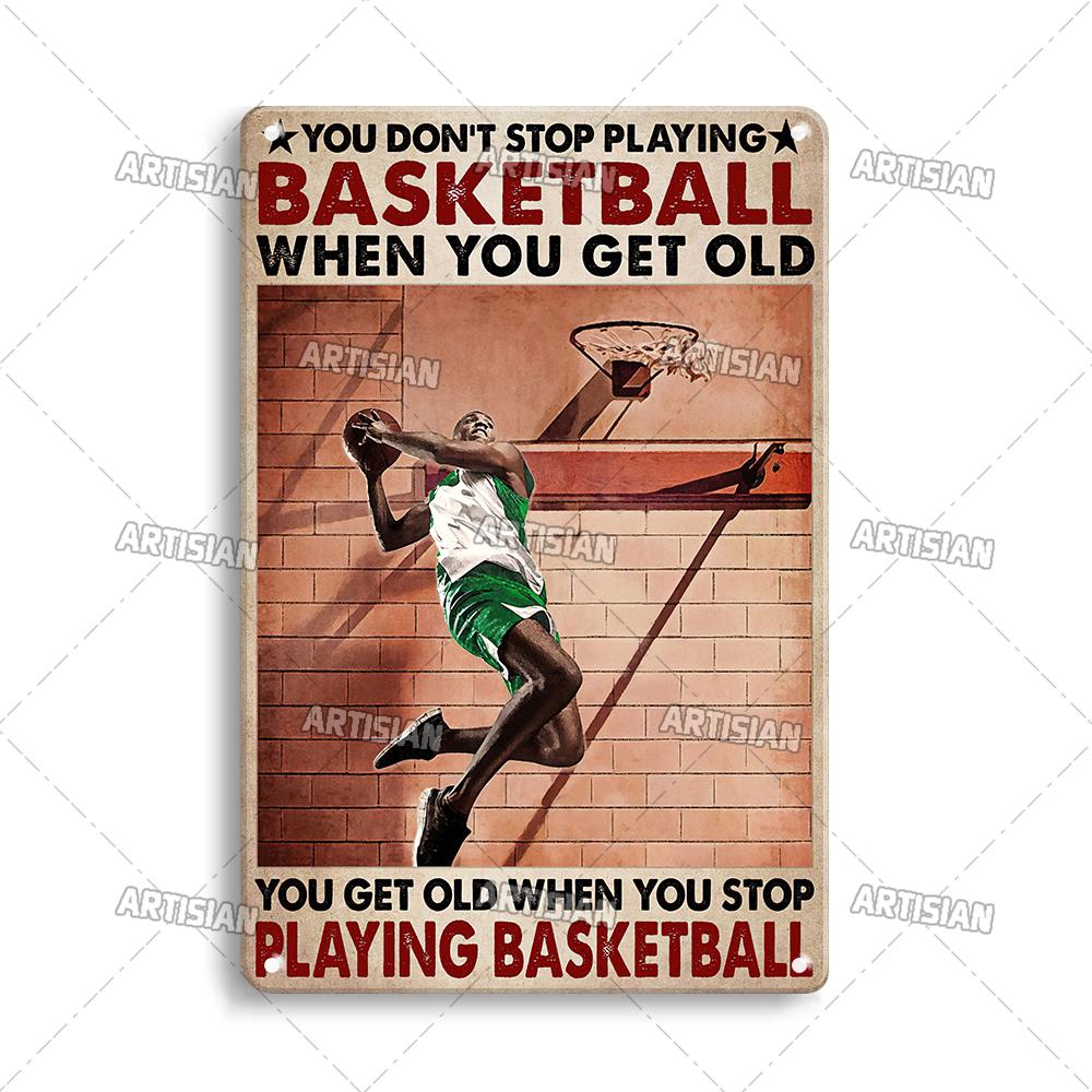 Ретро баскетболист металлическая жестяная табличка классическая спортивная декоративная тарелка мужская пещера домашняя кухня настенный декор металлический знак