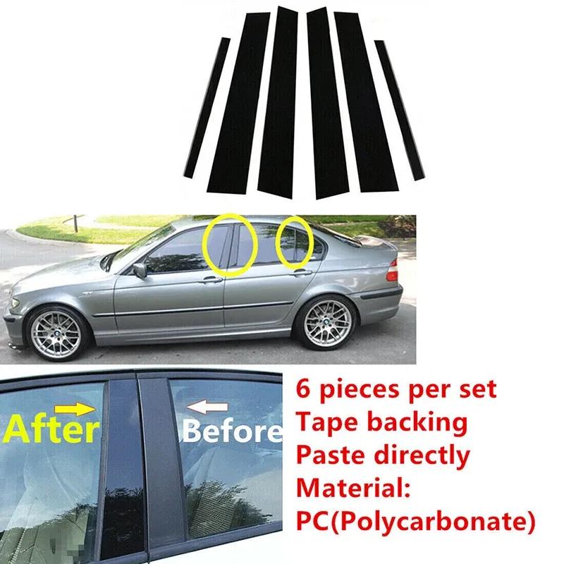 Fit For BMW E46 4-door sedan1998-2005 Gloss Black Pillar Posts Door Side Decorative Window Trim Cover Stickers Accessories
