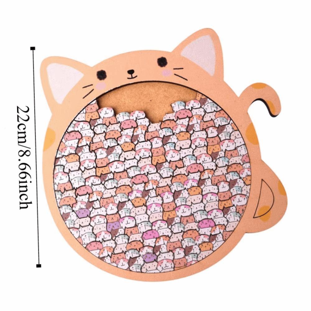 Big Mouth Wooden Puzzle Home Decor Cat-Shaped Puzzle Creative Cat Jigsaw  Children Toys
