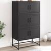 VidaXL Black Buffet 68.5x38.5x123.5 Cm Steel, Cabinet, Sideboard, Storage Cabinet, Cupboard, Highboard, 846488