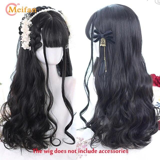 Синтетический длинный омбре красочный парик Лолиты для косплея в стиле Харадзюку с челкой, натуральные волнистые парики для Хэллоуина, розовый, фиолетовый, синий, повседневные