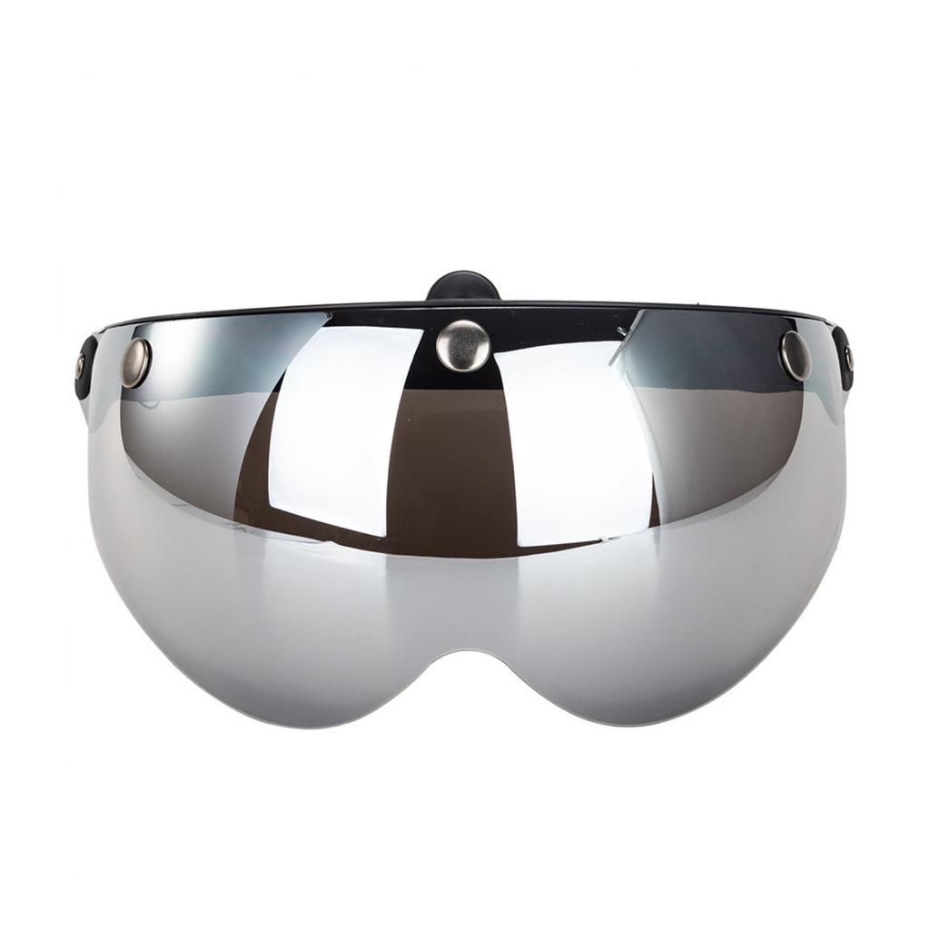 Universal Motorcycle Retro Pilot-Style Standard 3 Snap-Button Visor Flip Up Down Open Face Helmet Wind Shield Durable