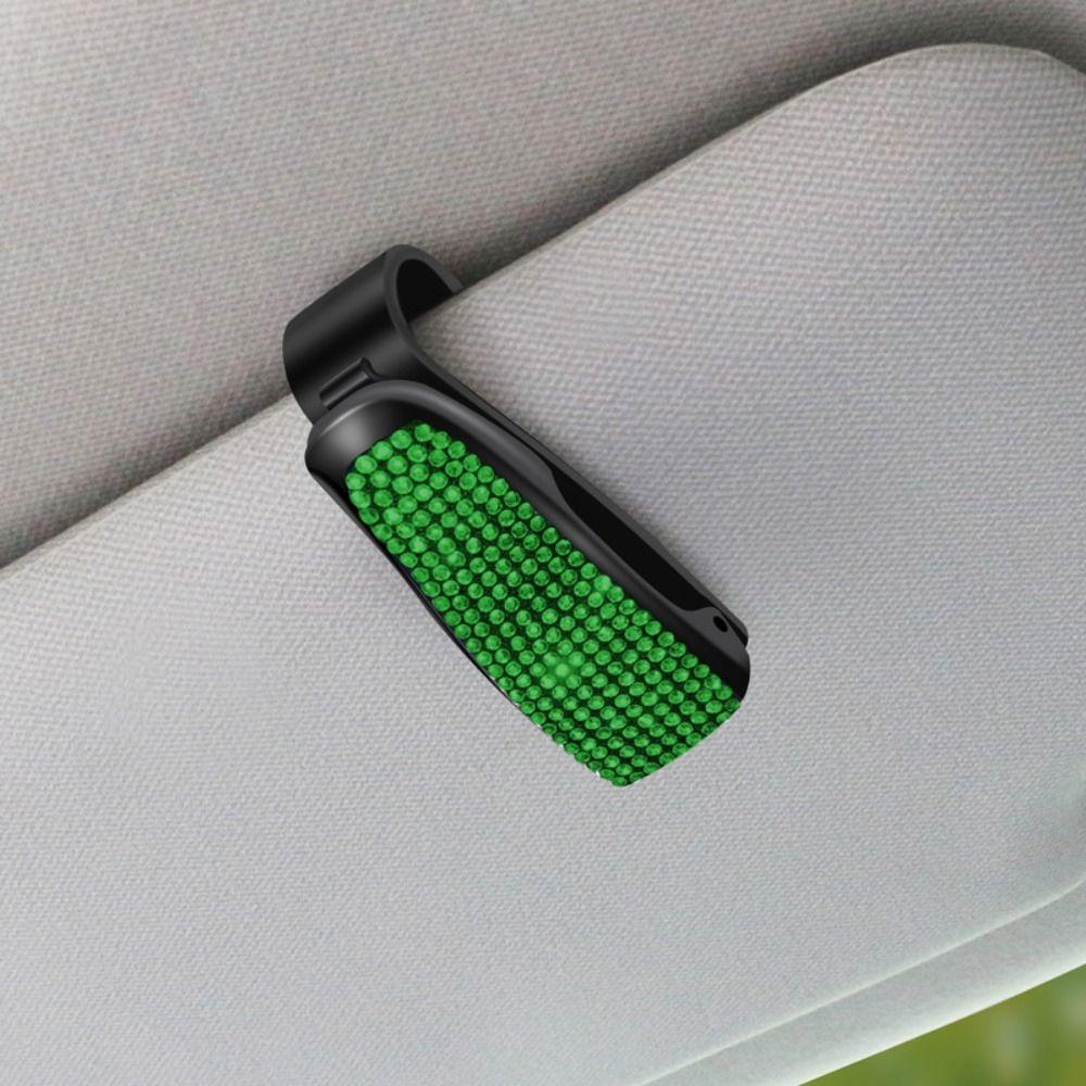 Crystal Sunglasses Clip Portable Sun Visor Mount Car Decoration Car Sunshade Glasses Case Women