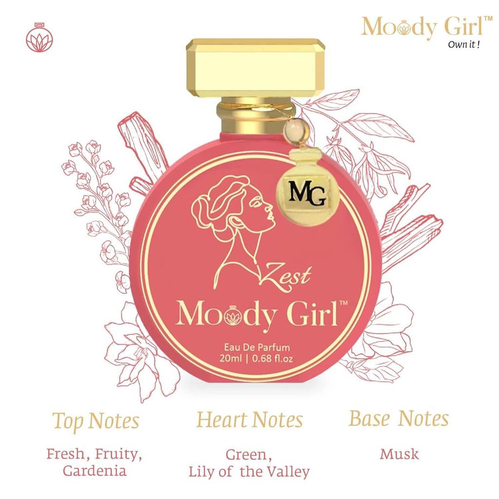 Moody Girl Ayesha's Favourite Zest, Every Day Perfume For Women, Fruity & Gardenia, Skin Friendly, E 20ml | 0.68 Fl.oz