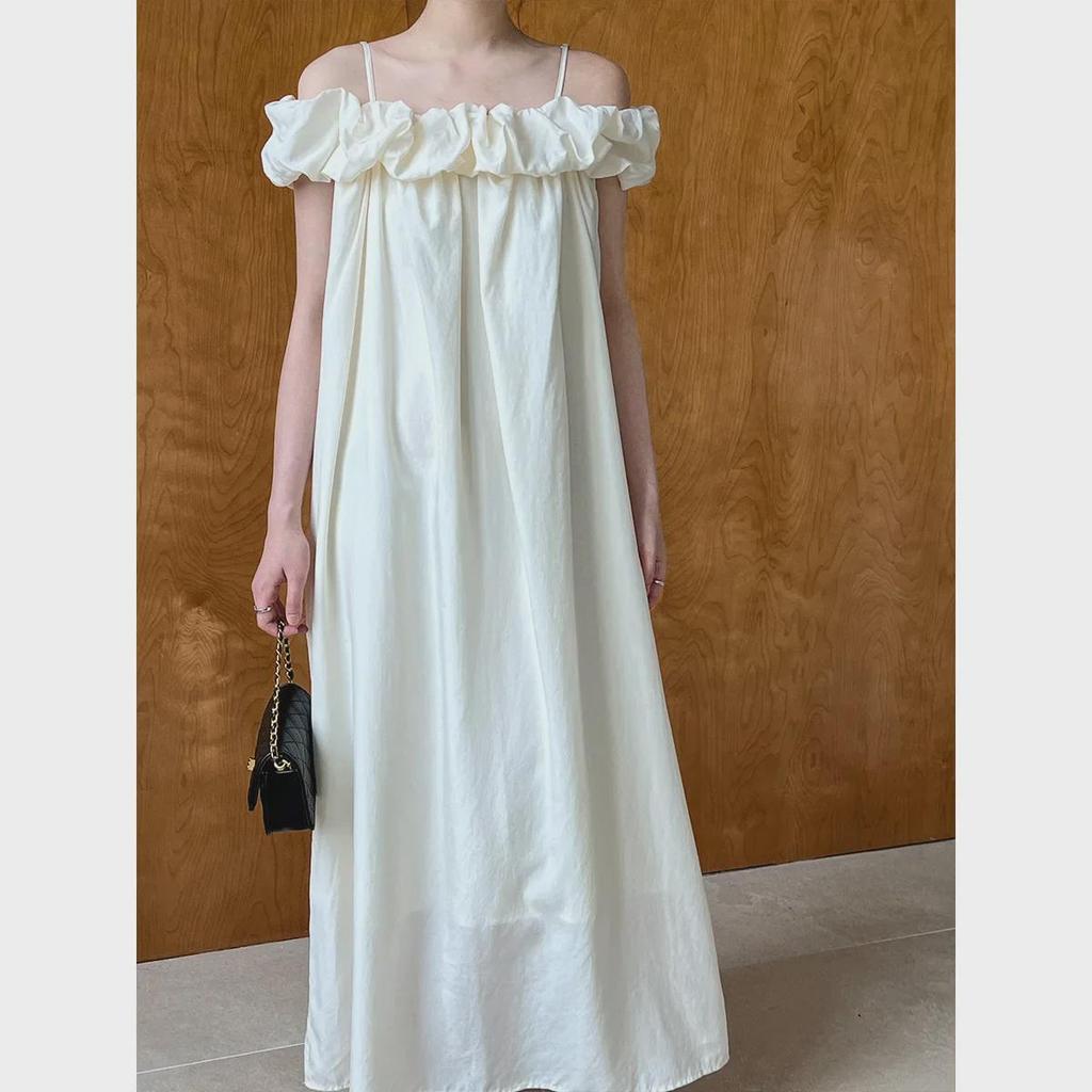 Платье-труба Luxi Tencel на одно плечо с оборками - корейский стиль