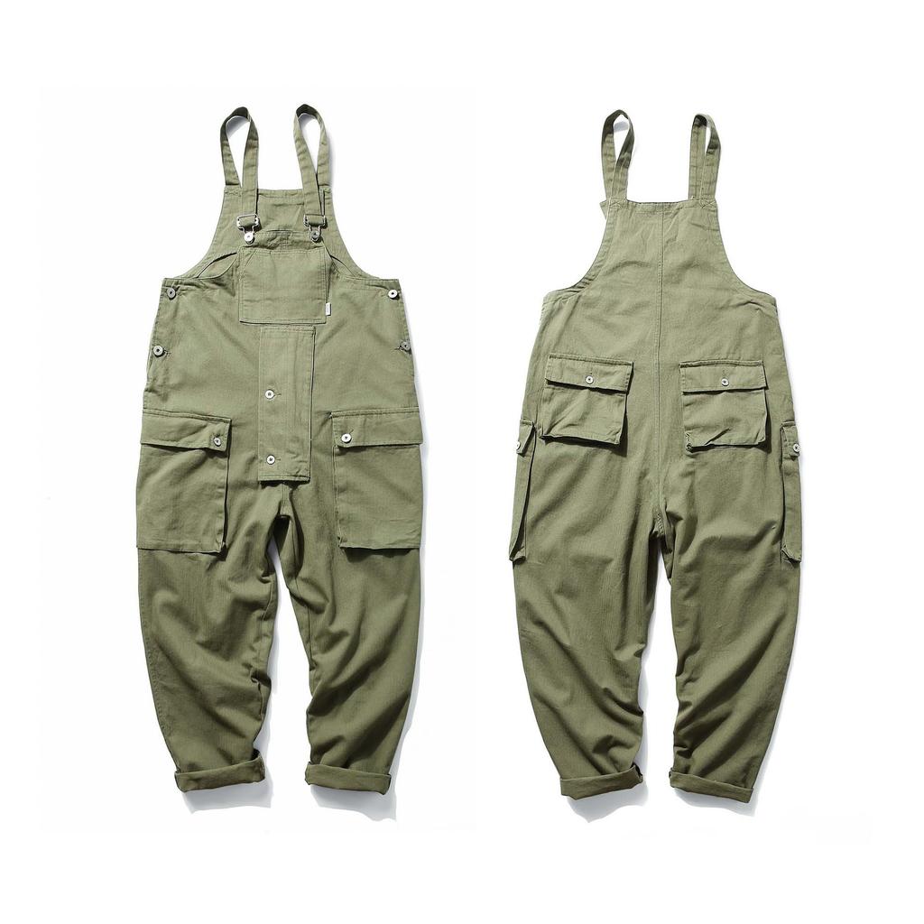 Spring Summer Trendy Overalls Romper Unisex Jumpsuits Fashion Patchs Pocket Straps Sleeveless Pants Playsuits Men Clothes