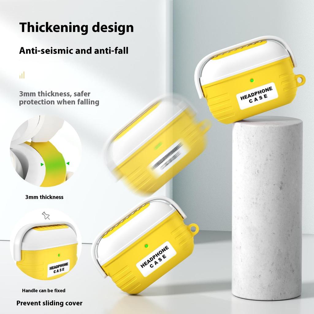 For Apple AirPods Pro 2/AirPods Pro Bluetooth-compatible Earphones Anti-Drop Silicone Case with Hanging Buckle