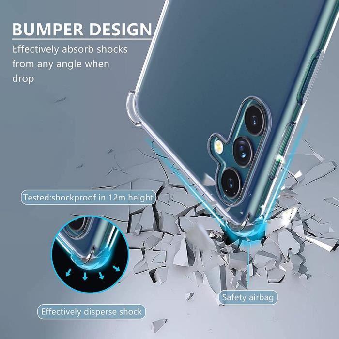 Coque pour Samsung A04s Transparent 4 Coins Renforcés + 2 Verres Trempés