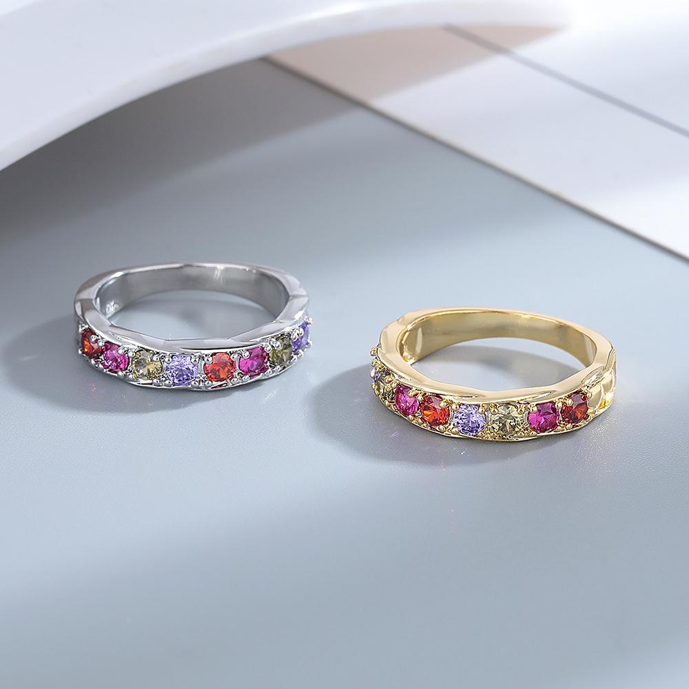 Красочное кольцо с цирконием, серебряные кольца, простой стиль, ювелирные изделия на руку для женщин, кольцо с позолотой 18 карат