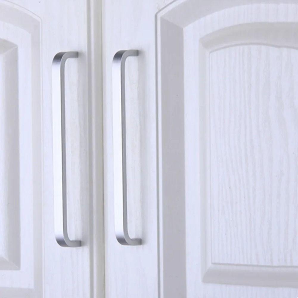 Алюминий Цинк Цинковый сплав Мебельная ручка Серебристые дверные ручки Дверной шкаф Прямая ручка Ящик