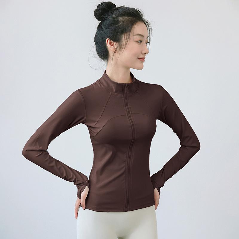 Stand-up collar blazer casual slim fit slim fit warm thin velvet jacket running tight zip cardigan yoga top