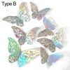Decoration Hollow Butterflies Decals 3D Butterfly Wall Stickers Metal Texture Colorful Mirror Paper