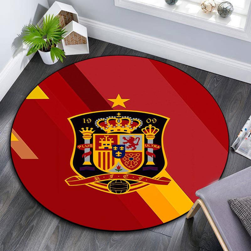 Spain National Football Team pattern round rug,Carpet Rug for Living Room Bedroom Playroom ,Non-slip Floor Mat,Holiday Gifts and Birthday Gifts.