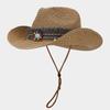 Европейский и американский этнический стиль ретро летняя дышащая соломенная шляпа с блестками и козырьком для женщин с ветрозащитной веревкой для путешествий на пляж
