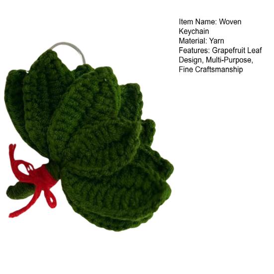 Плетеный брелок ручной работы с дизайном листа помело, брелок-талисман на удачу, декоративное ручное вязание крючком