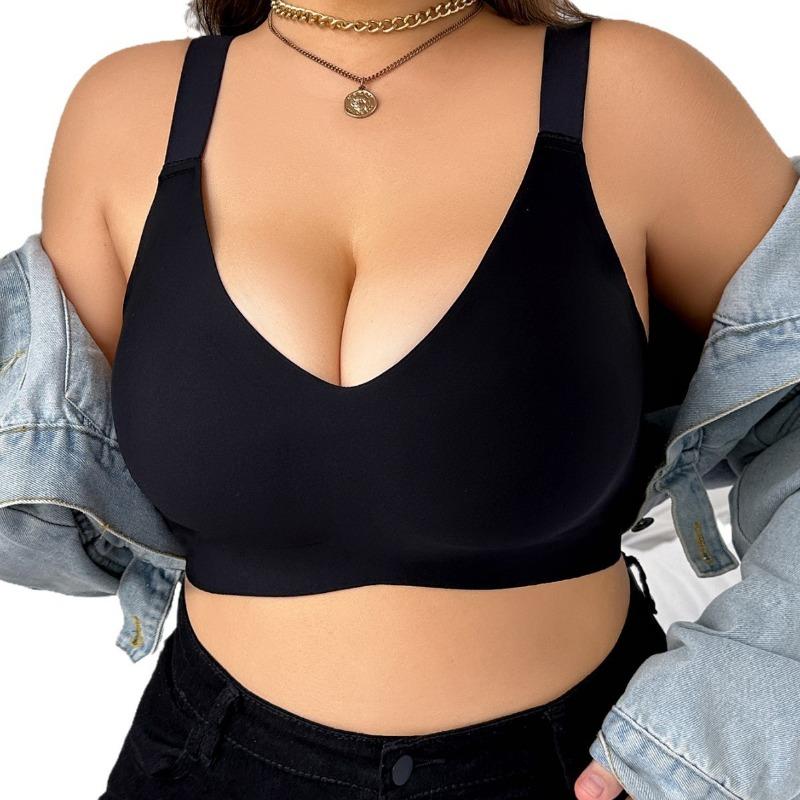 Plus Size Seamless Underwire Free Push Up Support Bra