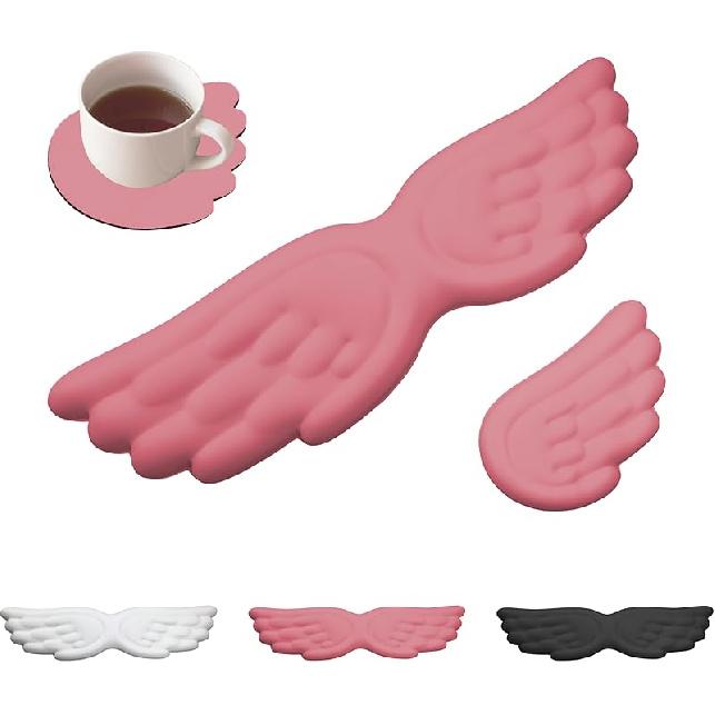 Angel Wing Wrist Rest,Cute Wrist Rest for Keyboard and Mouse,Hand Rests Set Include Ergonomic Keyboard & Mouse Hand Rest and Coaster,Filled Resilient