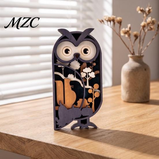 Unique Wooden Gifts for Owl Lovers Multi Layer Figurine, 3D Layered Crafts, Creative Wood Handcrafted Figurines Carving Animal Ornaments Home Bedroom