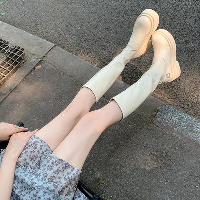 Версия из овчины эластичные тонкие ботинки женские на толстой подошве увеличивающие рост маленькие длинные ботинки ботинки ub, но ботфорты до колена рыцарские ботинки