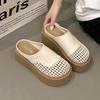 Плоская подошва, внутренняя высота, полая плетеная сумка, голова, полушлепанцы, женские летние, для улицы, с сетчатыми вставками, дышащие, ленивые, крутые шлепанцы