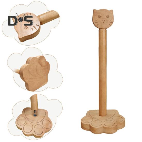 Держатель для бумажных полотенец для кошек, прочная конструкция, высокая устойчивость, легко чистить, отдельно стоящий деревянный органайзер для кухонных полотенец