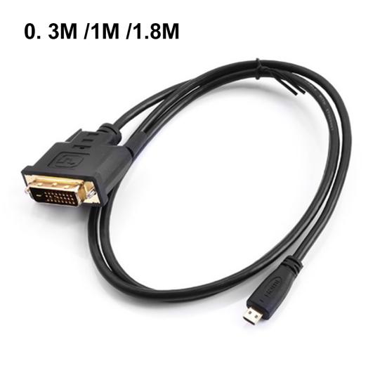 DOONJIEY 0.3/1/1.8m Gold HDMI-compatible to DVI Plated Micro 24+1Pin Adapter Cable for HDTV
