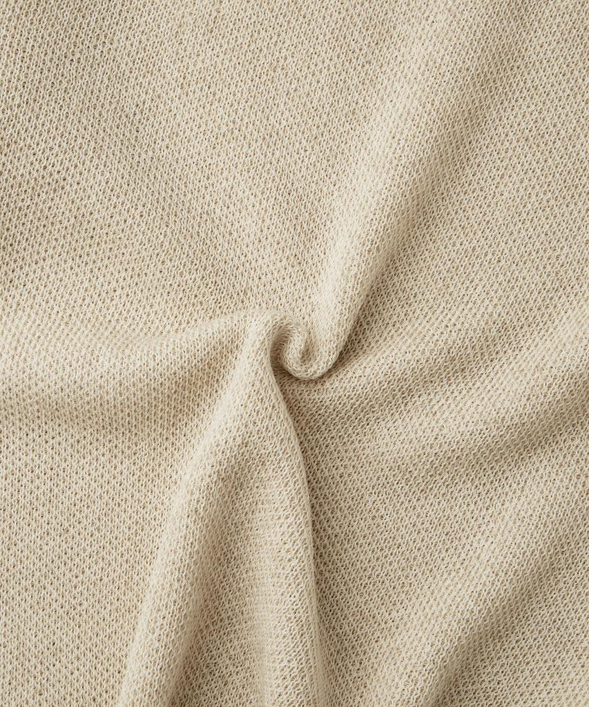 OUTSTANDING Linen Fisherman Crew Neck Knit_Ecru