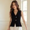 Women's Summer V Neck Vest Button-up Sleeveless Suit Jacket Waistcoat Casual Business Blazer Vest Top