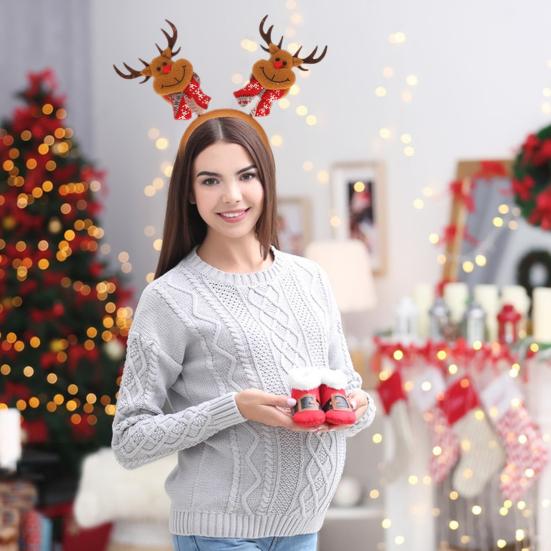 Christmas Headband Santa Claus Reindeer Snowman Bear Plaid Anti-slip Holiday Decoration Adults Kids Cute Xmas Hair Band Hair Accessories Party Props