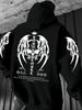 New European and American autumn men's Gothic skull letter print micro elastic comfortable hooded sweatshirt outdoor street top