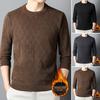 Men Fall Winter Sweater Knitted Thick Round Neck Long Sleeve Warm Elastic Applique Slim Fit Soft Plus Size Casual Mid Length Men Pullover Top