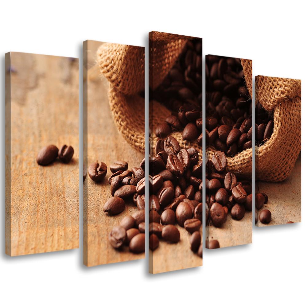 Five piece picture canvas print Coffee Beans