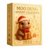 Календарь Адвента Moo Deng 2025 24 дня Обратный отсчет до Рождества с акриловыми украшениями в виде гиппопотамов Сюрпризы для детей и взрослых